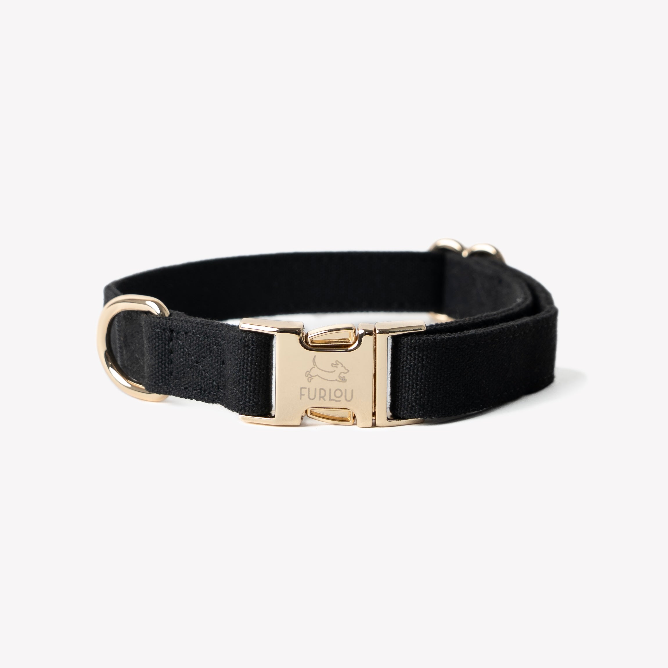 Soft Cotton Black Canvas Dog Collar