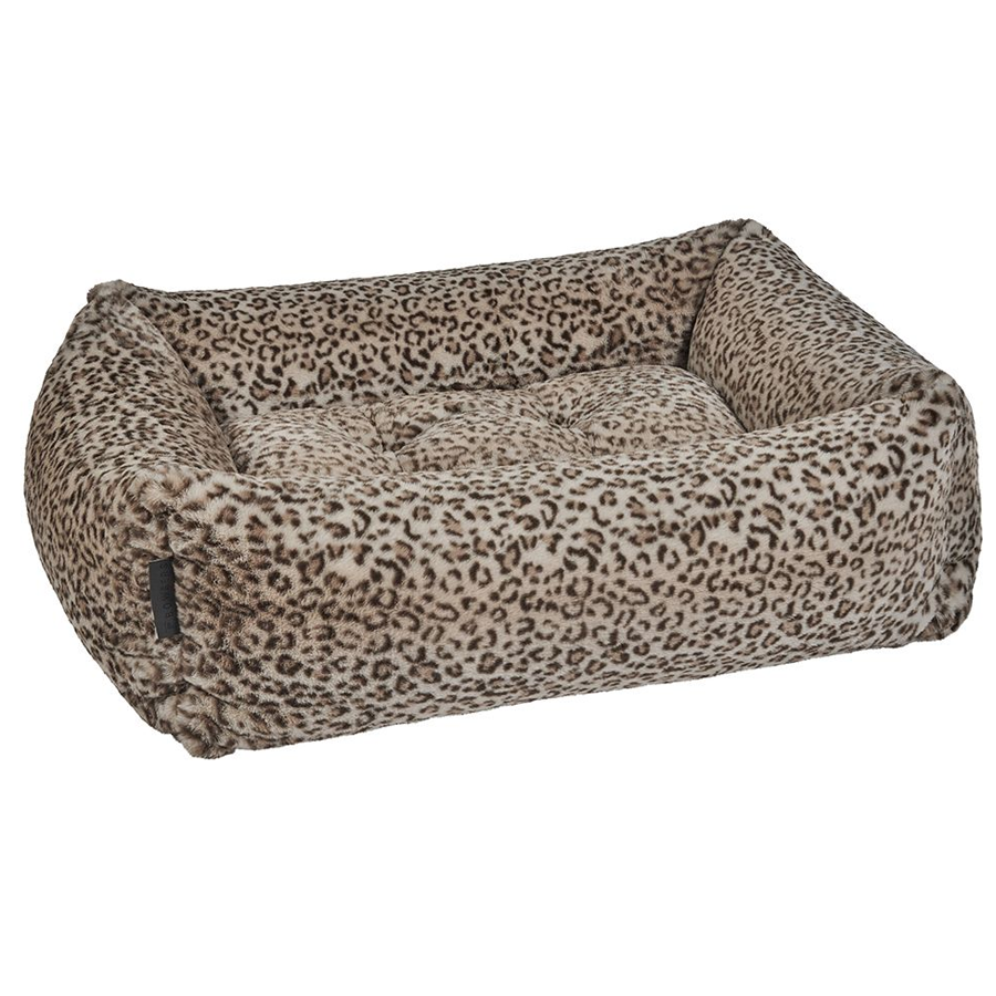 Faux Fur Leopard Pattern Pet Bed With Washable Cover