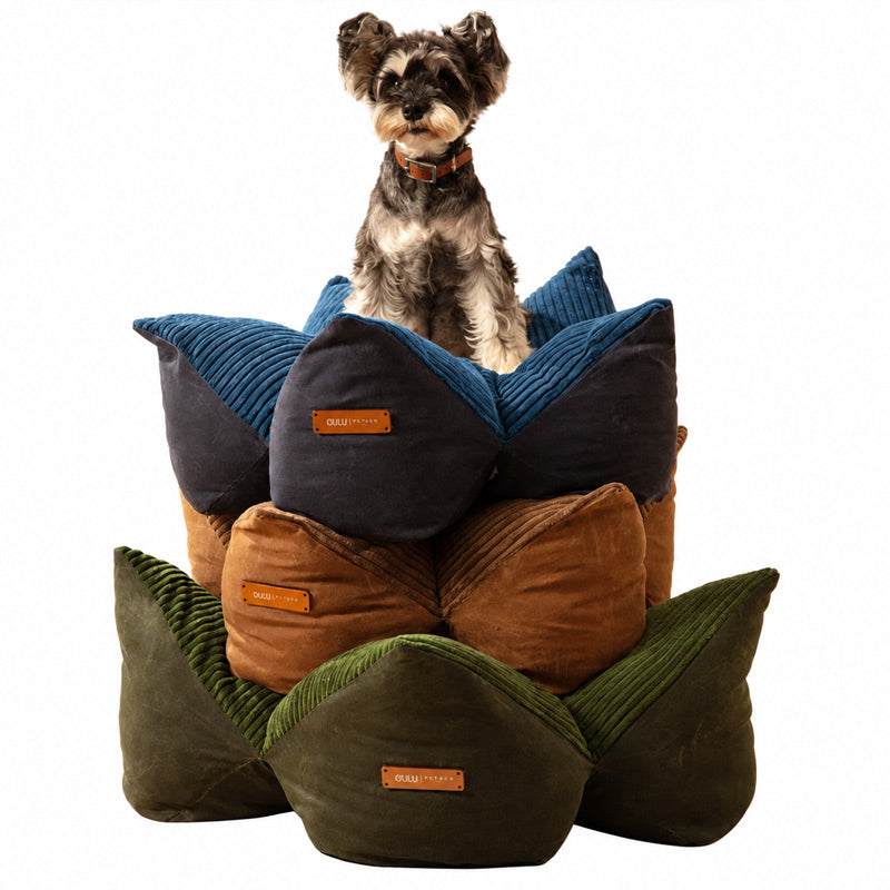 OULU X PEHOM - CUDDLE PET PILLOW BED- Navy Blue / Olive Green / Canyon Brown