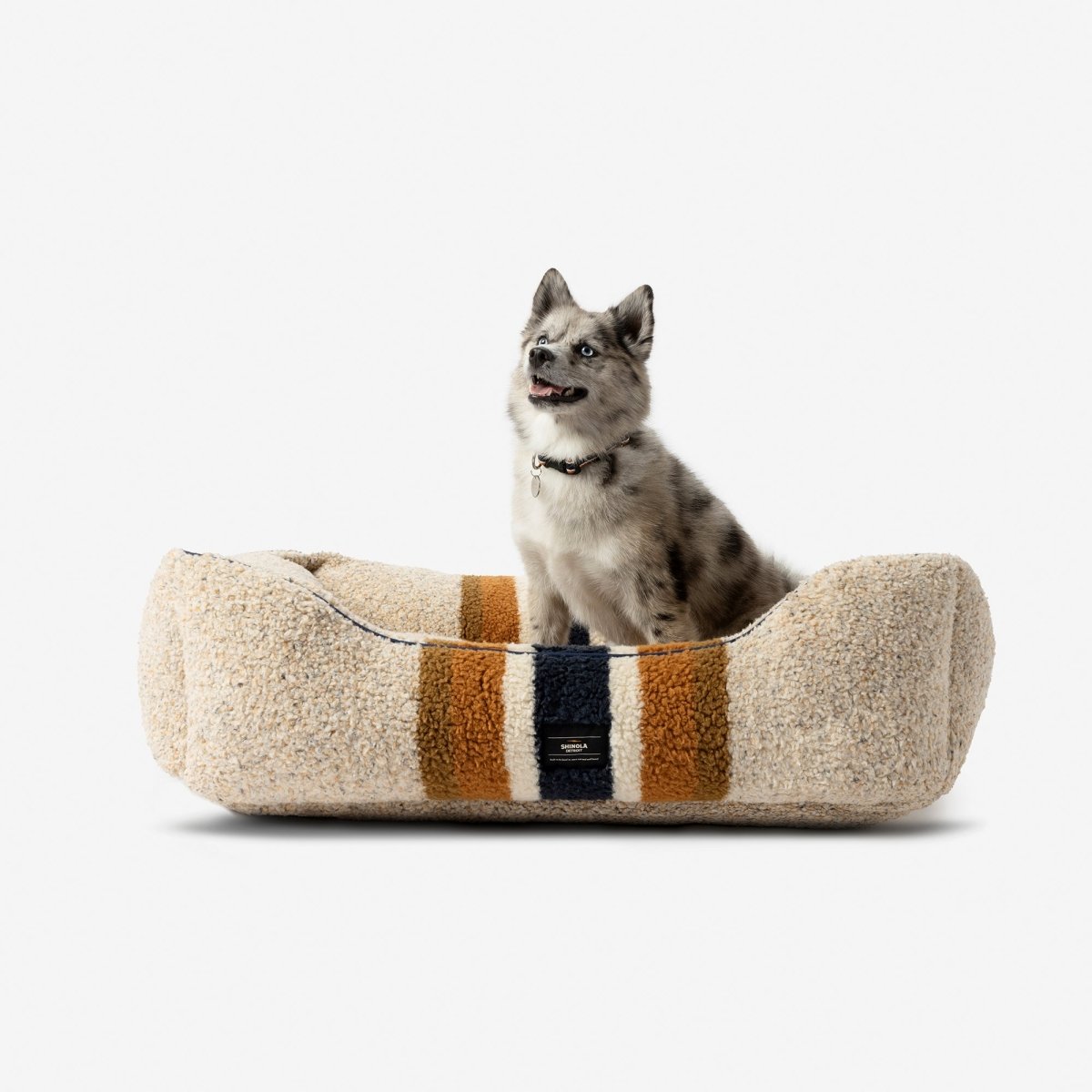 Shinola Stripe Kuddler, Berber Dog Bed, Oatmeal Color, Luxury